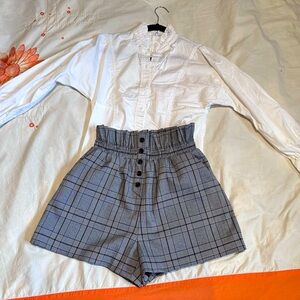 Women white shirt and short set